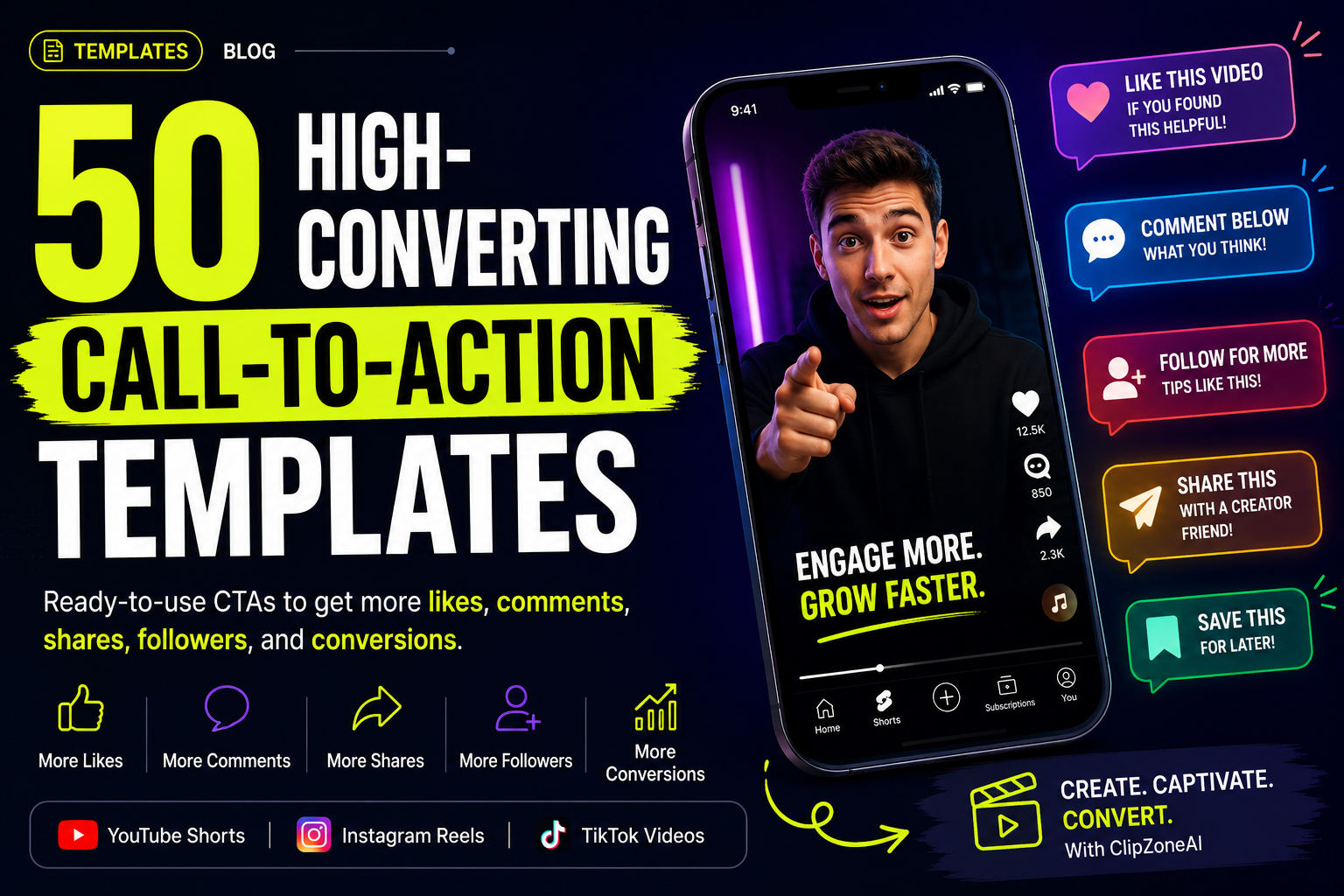 50 High-Converting Call-to-Action Templates for YouTube Shorts, Instagram Reels & TikTok